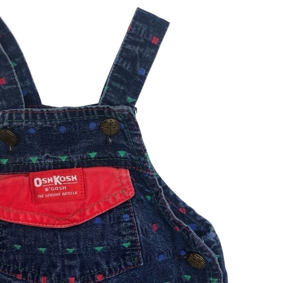 Vintage OshKosh B’gosh Made in USA Infant Overalls Geometric Shapes Sz 6-9mo - Picture 6 of 16